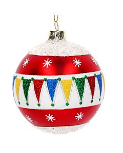 Gisela Graham Glass Bauble Red/White